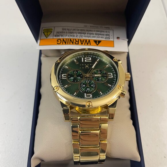 Joseph Abboud Gold-Tone Green Dial Mens Watch In Original Box, New - Picture 6 of 11